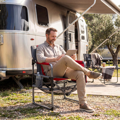 Heavy Duty Outdoor Camping Chair with Cup Holder and Side Pocket, Red Camping Furniture at Gallery Canada