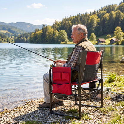Heavy Duty Outdoor Camping Chair with Cup Holder and Side Pocket, Red Camping Furniture at Gallery Canada