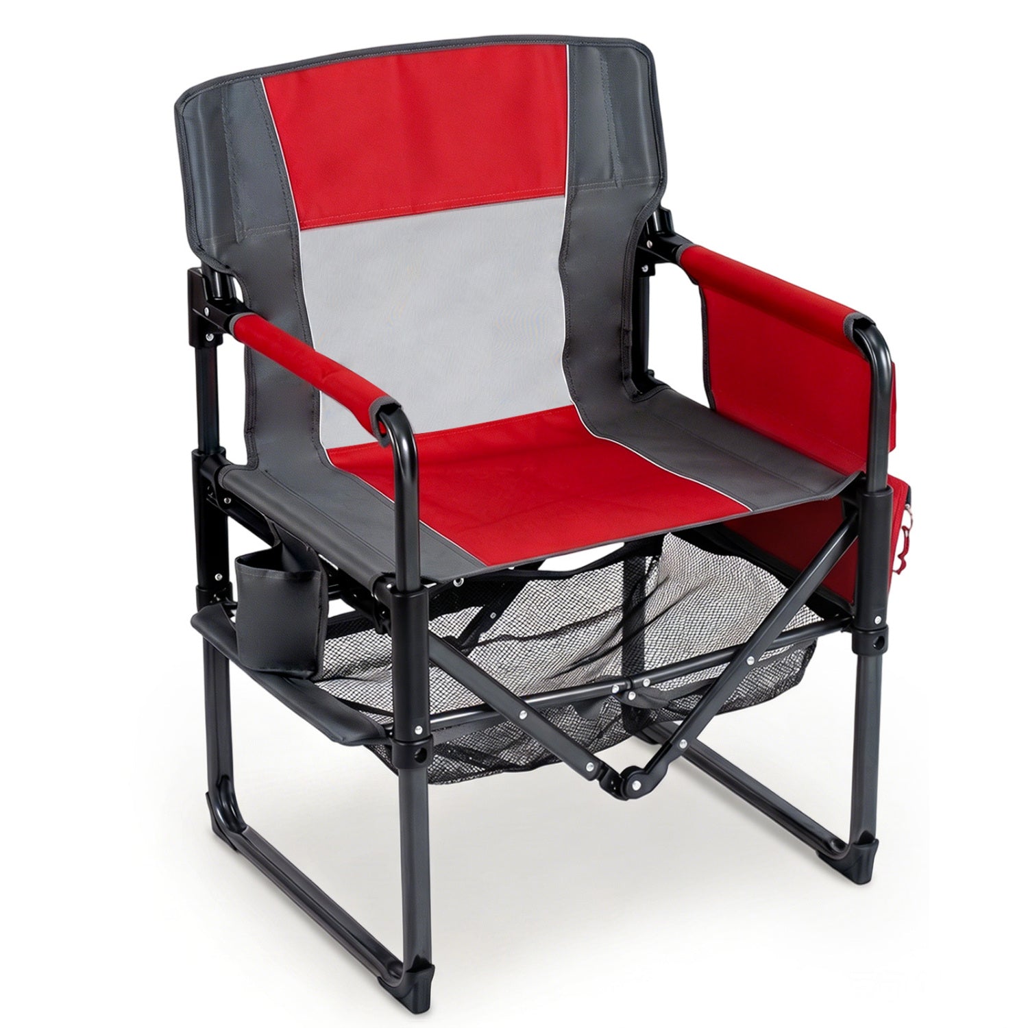 Heavy Duty Outdoor Camping Chair with Cup Holder and Side Pocket, Red Camping Furniture Red at Gallery Canada