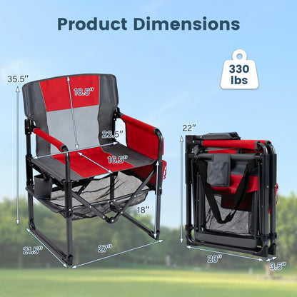 Heavy Duty Outdoor Camping Chair with Cup Holder and Side Pocket, Red Camping Furniture at Gallery Canada