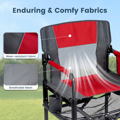 Heavy Duty Outdoor Camping Chair with Cup Holder and Side Pocket, Red Camping Furniture at Gallery Canada