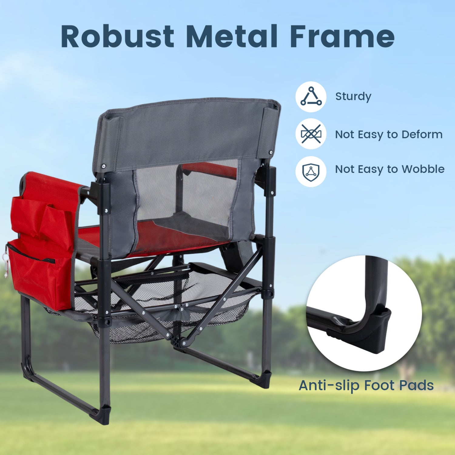 Heavy Duty Outdoor Camping Chair with Cup Holder and Side Pocket, Red Camping Furniture at Gallery Canada