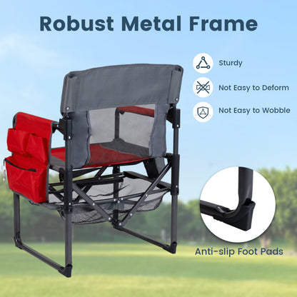 Heavy Duty Outdoor Camping Chair with Cup Holder and Side Pocket, Red Camping Furniture at Gallery Canada