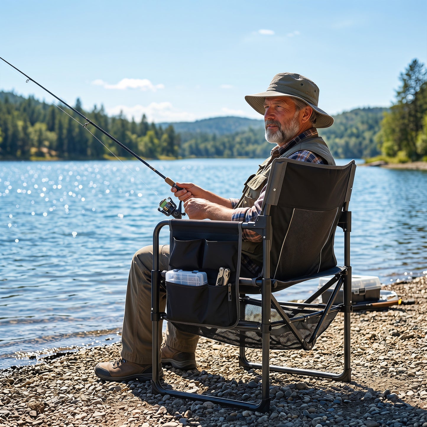 Heavy Duty Outdoor Camping Chair with Cup Holder, Black Camping Furniture at Gallery Canada