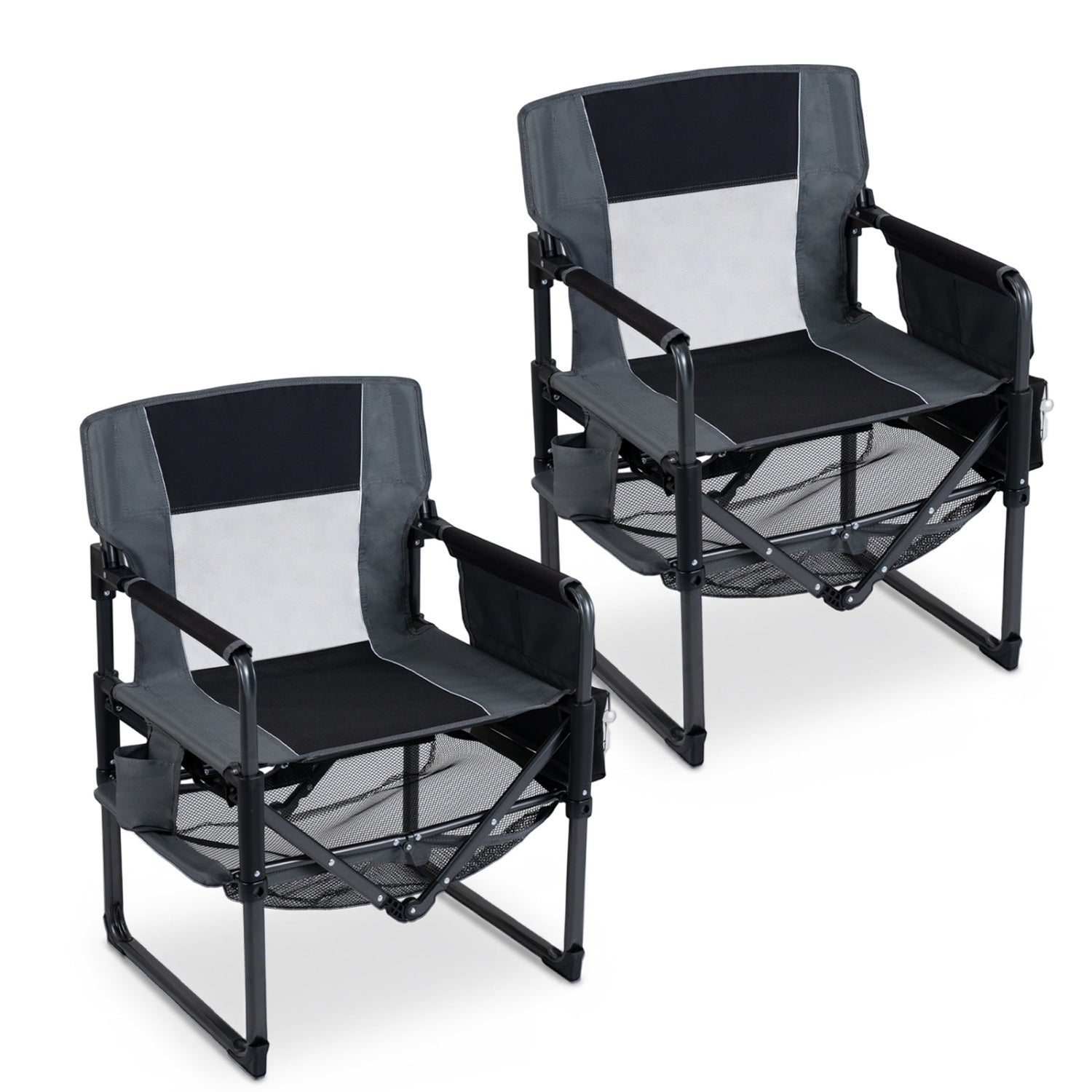 Heavy Duty Outdoor Camping Chair with Cup Holder and Bottle Opener, Black Camping Furniture Black at Gallery Canada
