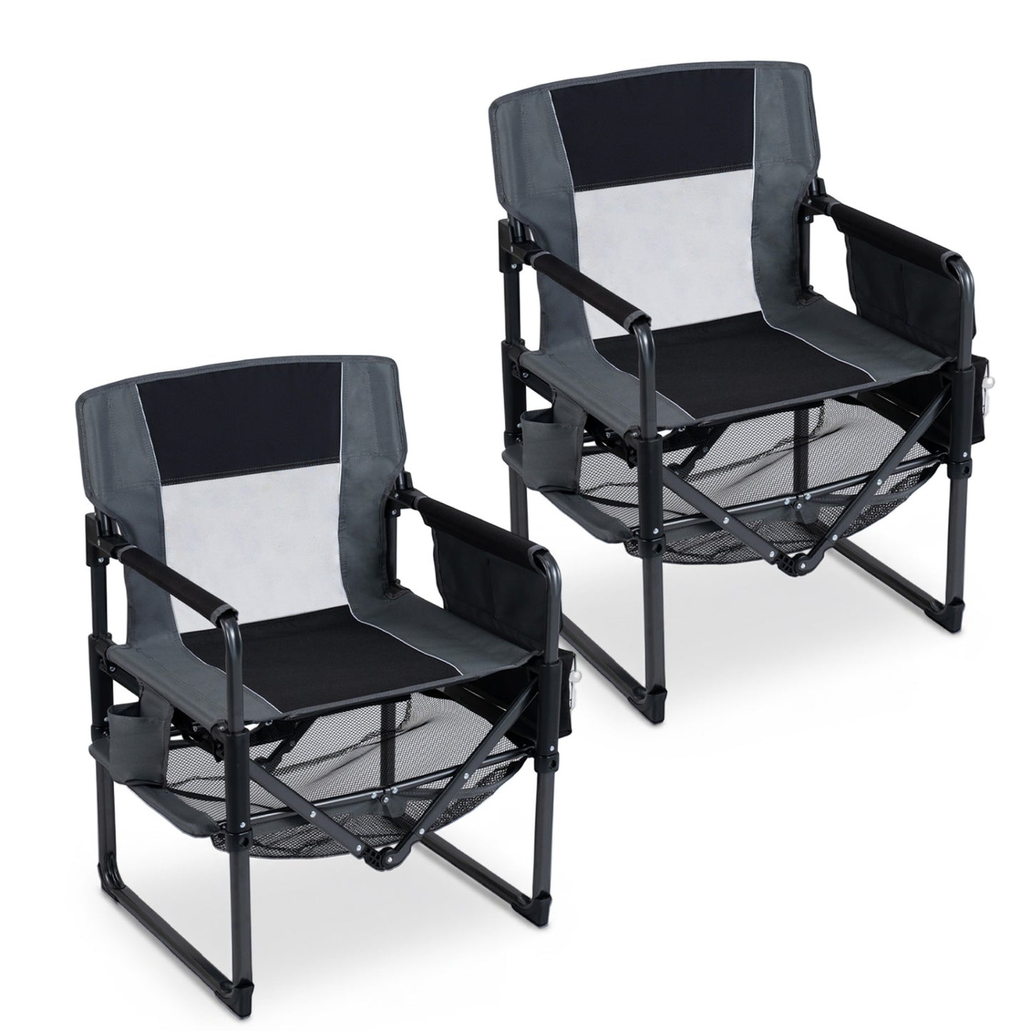 Heavy Duty Outdoor Camping Chair with Cup Holder and Bottle Opener, Black Camping Furniture Black at Gallery Canada