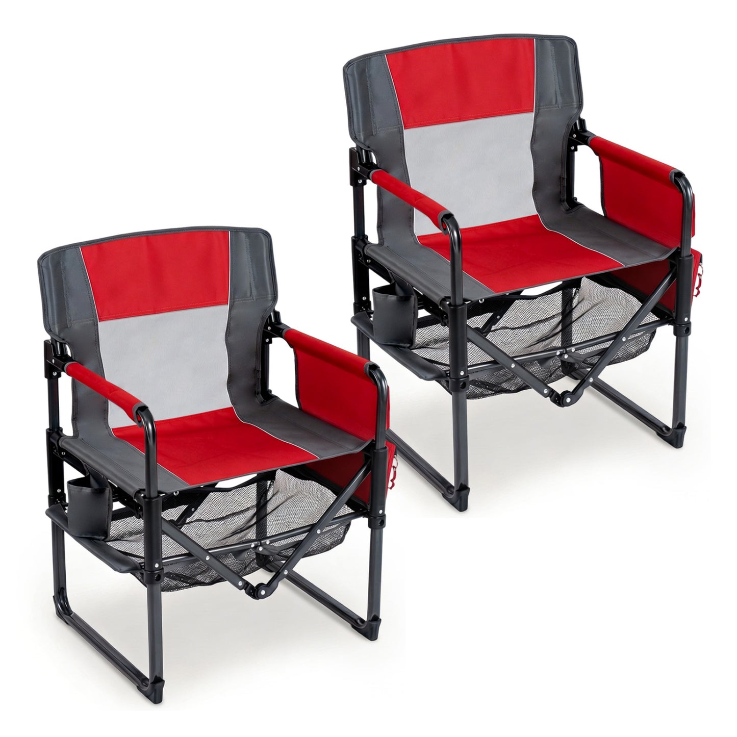 Heavy Duty Outdoor Camping Chair with Cup Holder, Red