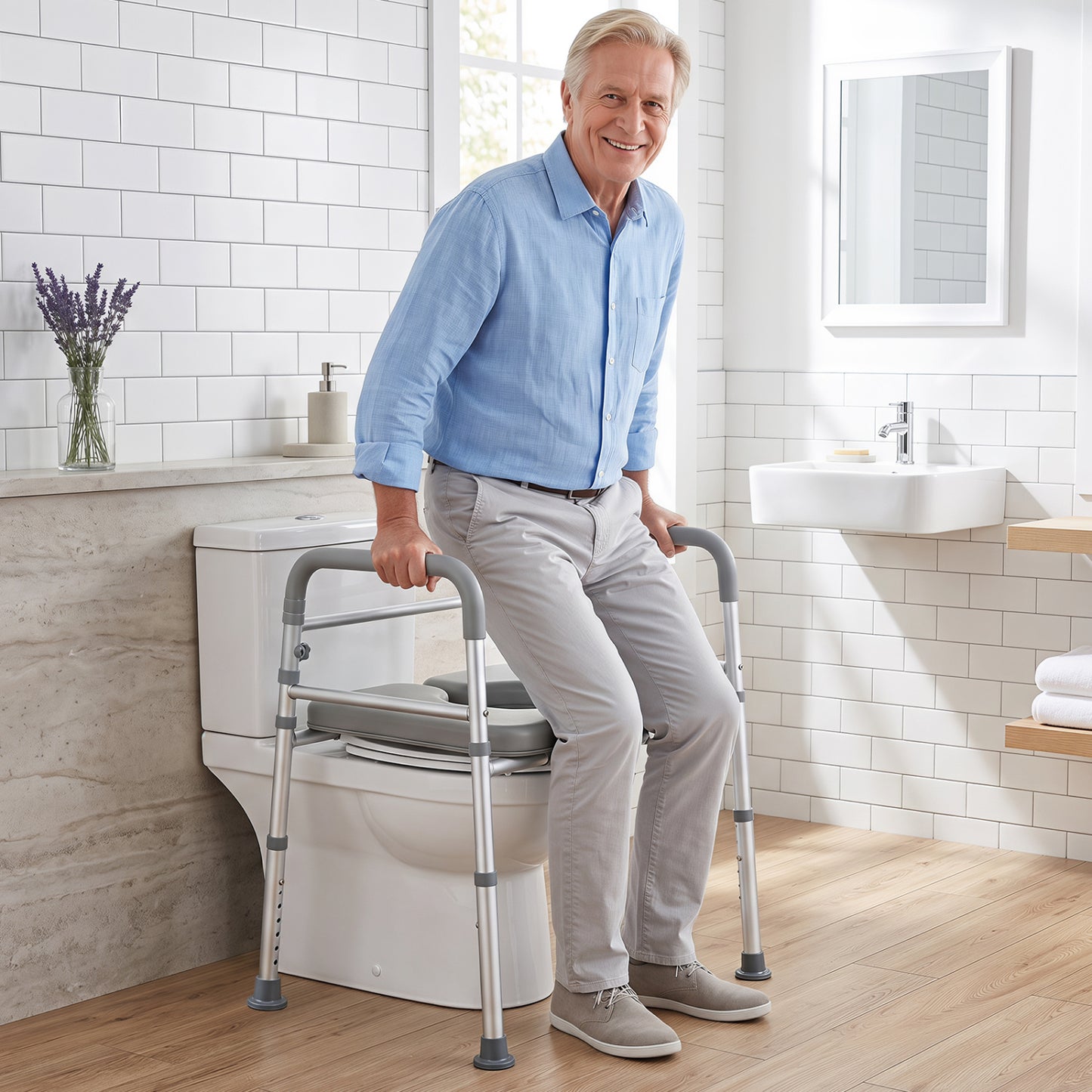 Heavy-duty 400 LBS Raised Toilet Seat with Non-slip Handles
