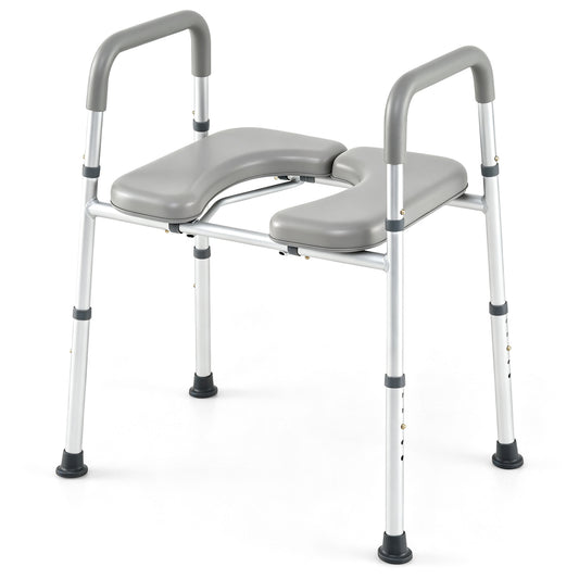 Heavy-duty 400 LBS Raised Toilet Seat with Non-slip Handles Bath Safety Silver + Grey at Gallery Canada