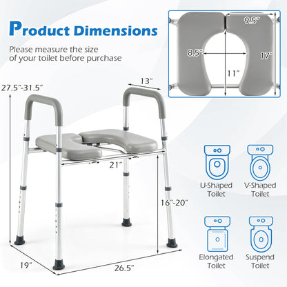 Heavy-duty 400 LBS Raised Toilet Seat with Non-slip Handles