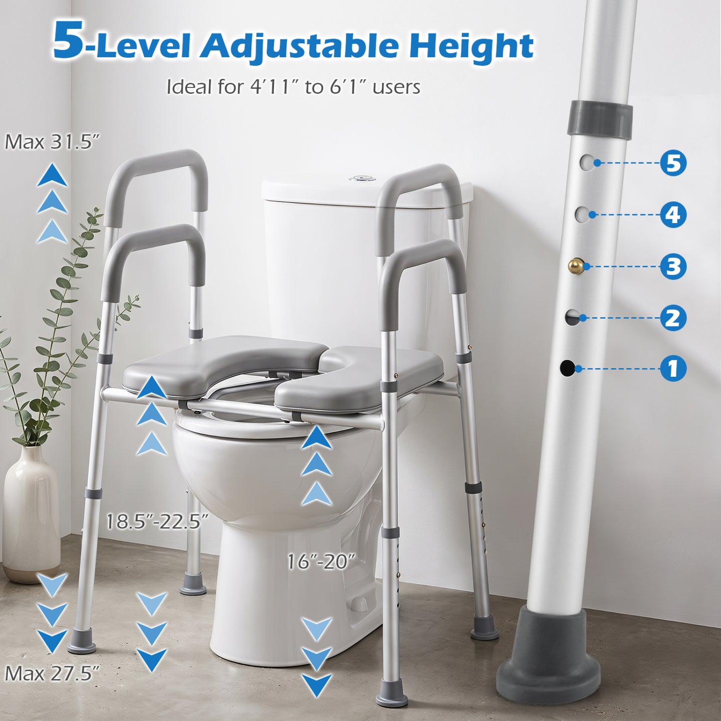 Heavy-duty 400 LBS Raised Toilet Seat with Non-slip Handles