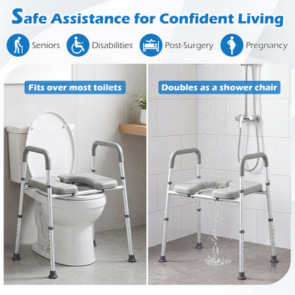 Heavy-duty 400 LBS Raised Toilet Seat with Non-slip Handles