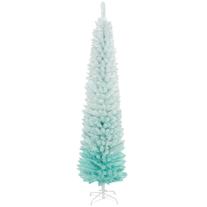 7' PVC Slim Pencil Artificial Christmas Tree, 500 Branch Tips Pencil Christmas Trees Blue at Gallery Canada