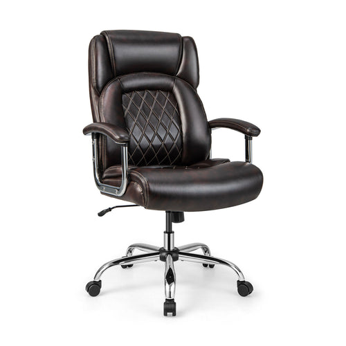 Height Adjustable Executive Chair, Metal Base, Brown