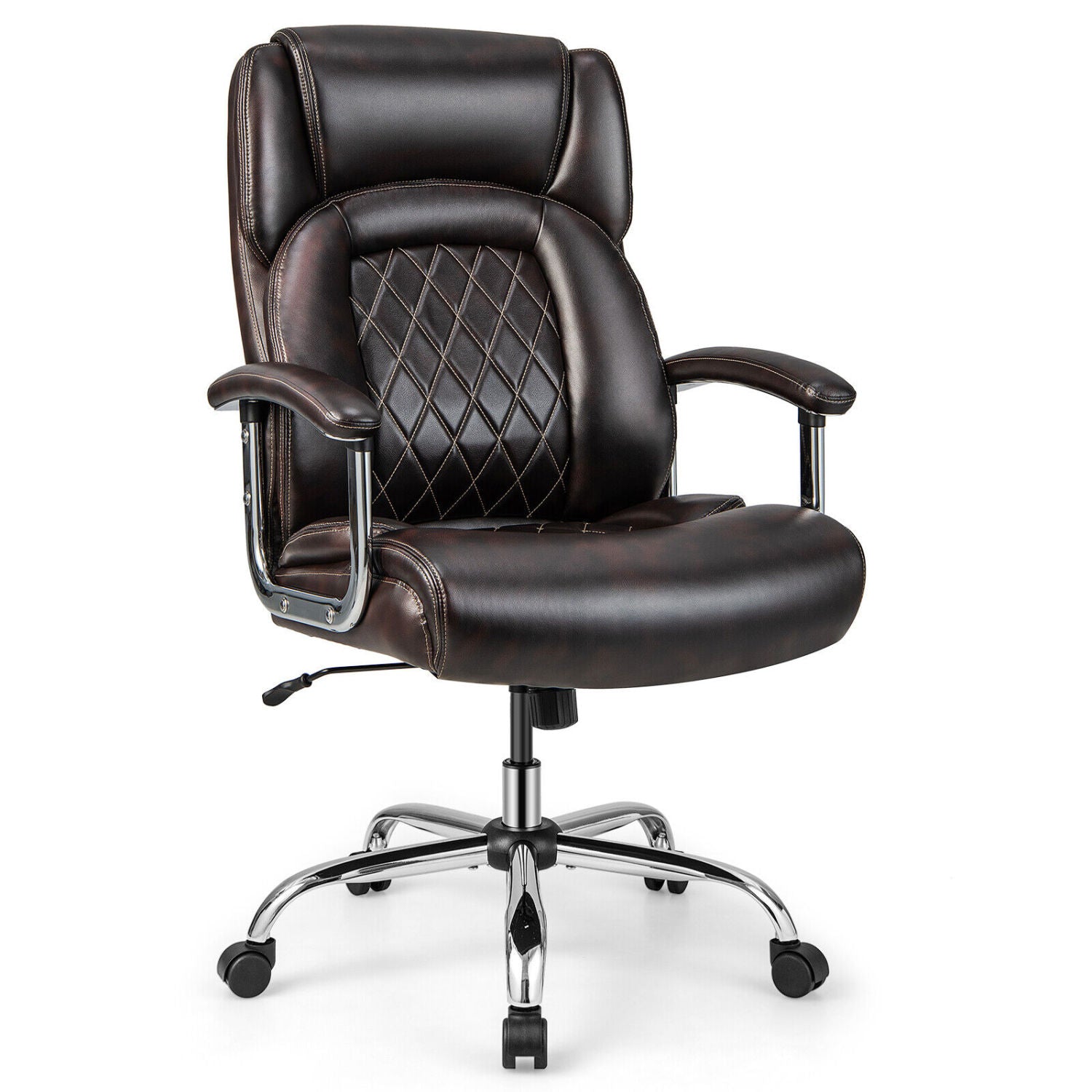 Height Adjustable Executive Chair, Metal Base, Brown Big and Tall Chairs at Gallery Canada
