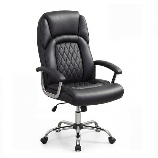 Height Adjustable Executive Chair, Computer Desk Chair, Metal Base, Black Big and Tall Chairs Black at Gallery Canada
