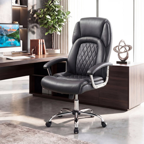 Height Adjustable Executive Chair, Computer Desk Chair, Metal Base, Black