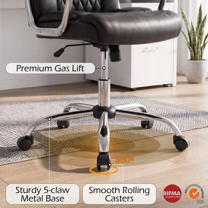 Height Adjustable Executive Chair, Computer Desk Chair, Metal Base, Black Big and Tall Chairs at Gallery Canada