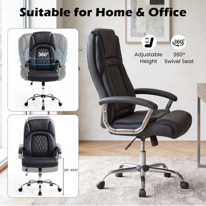 Height Adjustable Executive Chair, Computer Desk Chair, Metal Base, Black Big and Tall Chairs at Gallery Canada