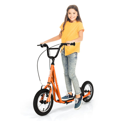 Height Adjustable Kid Kick Scooter, 12 Inch Air Filled Wheel, Orange Scooters at Gallery Canada