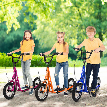 Height Adjustable Kid Kick Scooter, 12 Inch Air Filled Wheel, Orange Scooters at Gallery Canada