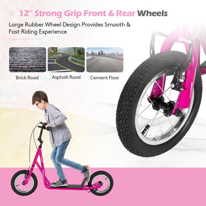Height Adjustable Kids Scooter, 12 Inch Air Filled Wheel, Pink Scooters at Gallery Canada
