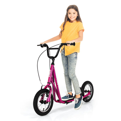 Height Adjustable Kids Scooter, 12 Inch Air Filled Wheel, Pink Scooters at Gallery Canada