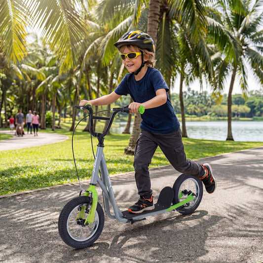 Height Adjustable Kid Kick Scooter, 12 Inch, Grey Scooters Gray at Gallery Canada
