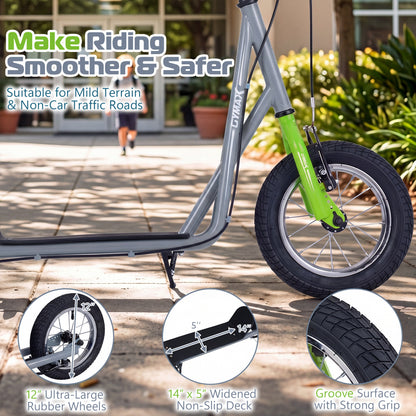 Height Adjustable Kid Kick Scooter, 12 Inch, Grey Scooters at Gallery Canada