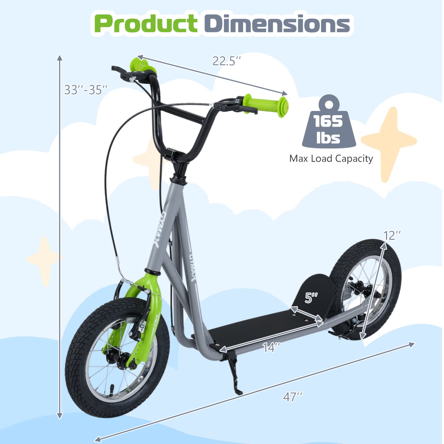 Height Adjustable Kid Kick Scooter, 12 Inch, Grey Scooters at Gallery Canada
