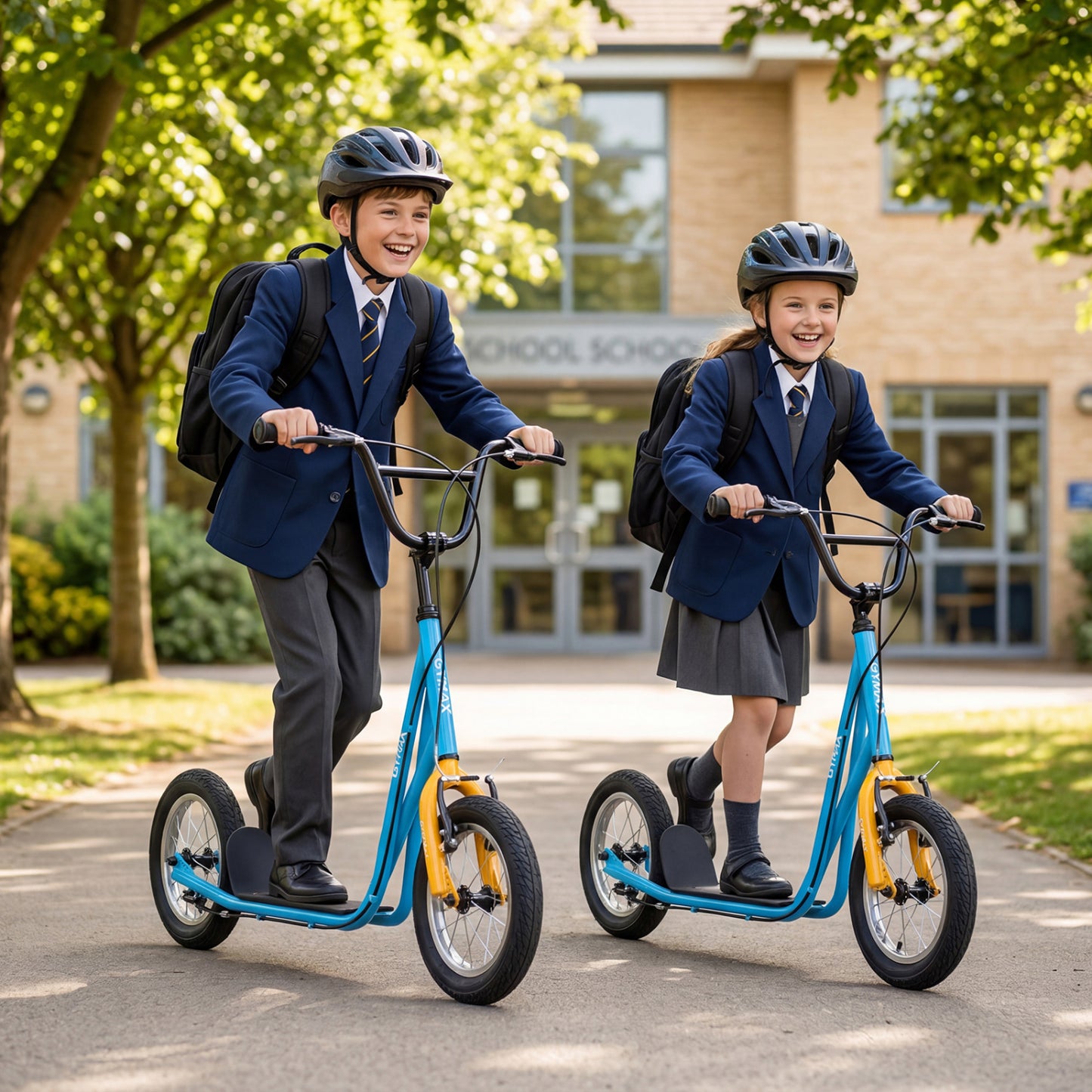 Height Adjustable Kid Scooter, 12" Air Tires, Blue Scooters at Gallery Canada