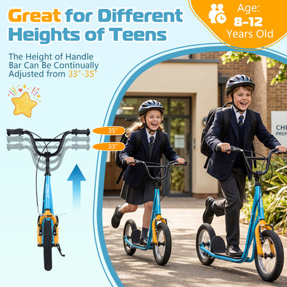 Height Adjustable Kid Scooter, 12" Air Tires, Blue Scooters at Gallery Canada