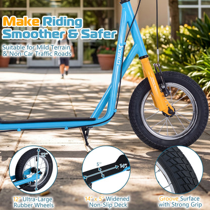 Height Adjustable Kid Scooter, 12" Air Tires, Blue Scooters at Gallery Canada