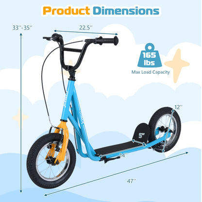 Height Adjustable Kid Scooter, 12" Air Tires, Blue Scooters at Gallery Canada