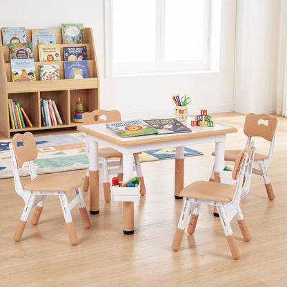 Height Adjustable Kids Table & 4 Chairs Set