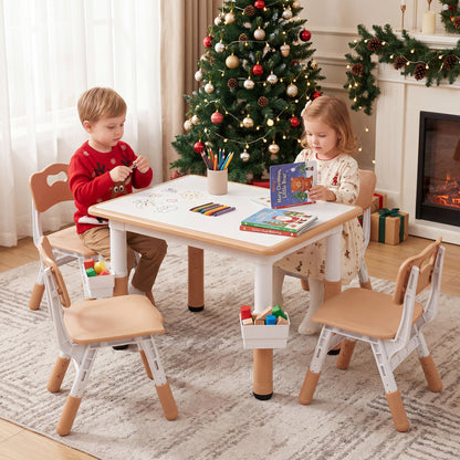 Height Adjustable Kids Table & 4 Chairs Set