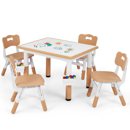 Height Adjustable Kids Table & 4 Chairs Set