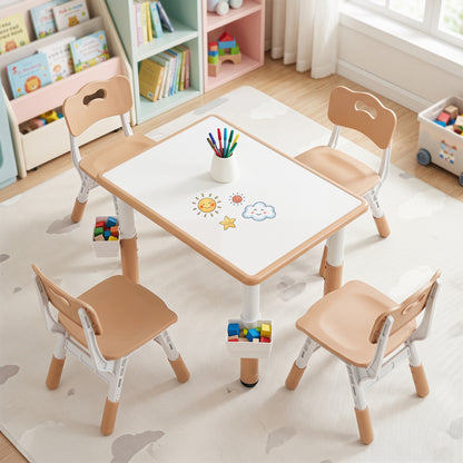 Height Adjustable Kids Table & 4 Chairs Set