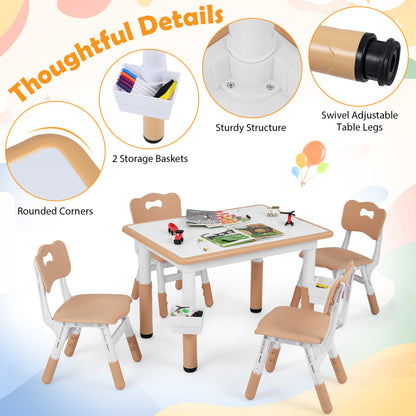 Height Adjustable Kids Table & 4 Chairs Set