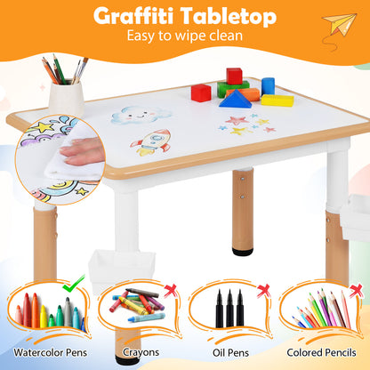 Height Adjustable Kids Table & 4 Chairs Set