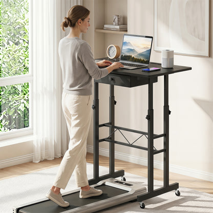 Height Adjustable Laptop Desk with Drawer, Tablet Holder, Black