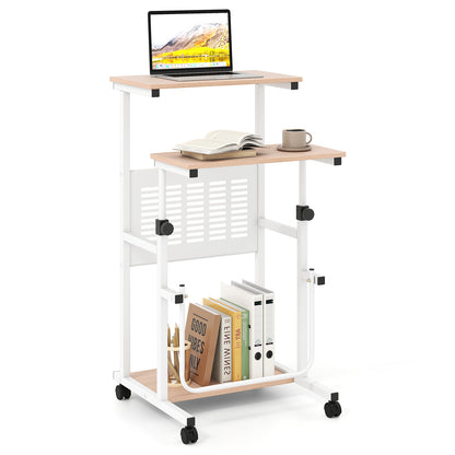Adjustable Mobile Computer Stand-Up Desk, Oak Laptop Tables & Printer Stands Oak at Gallery Canada
