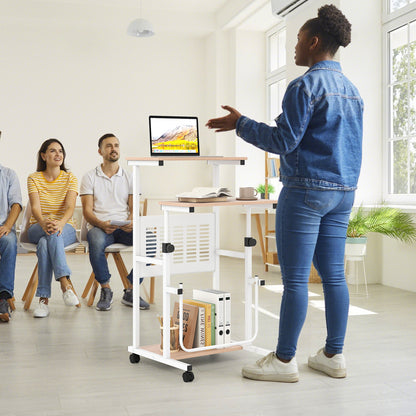Adjustable Mobile Computer Stand-Up Desk, Oak Laptop Tables & Printer Stands at Gallery Canada