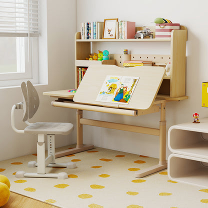 Height Adjustable Writing Table with Tilt Desktop and Retractable Book Stand-YM, Yellow Kids Table & Chair Sets at Gallery Canada