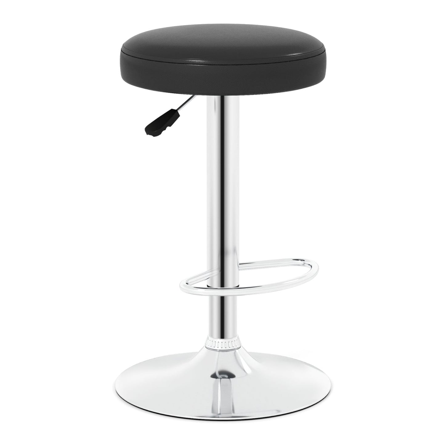 Height-Adjustable Bar Stool, 360° Swivel, Black