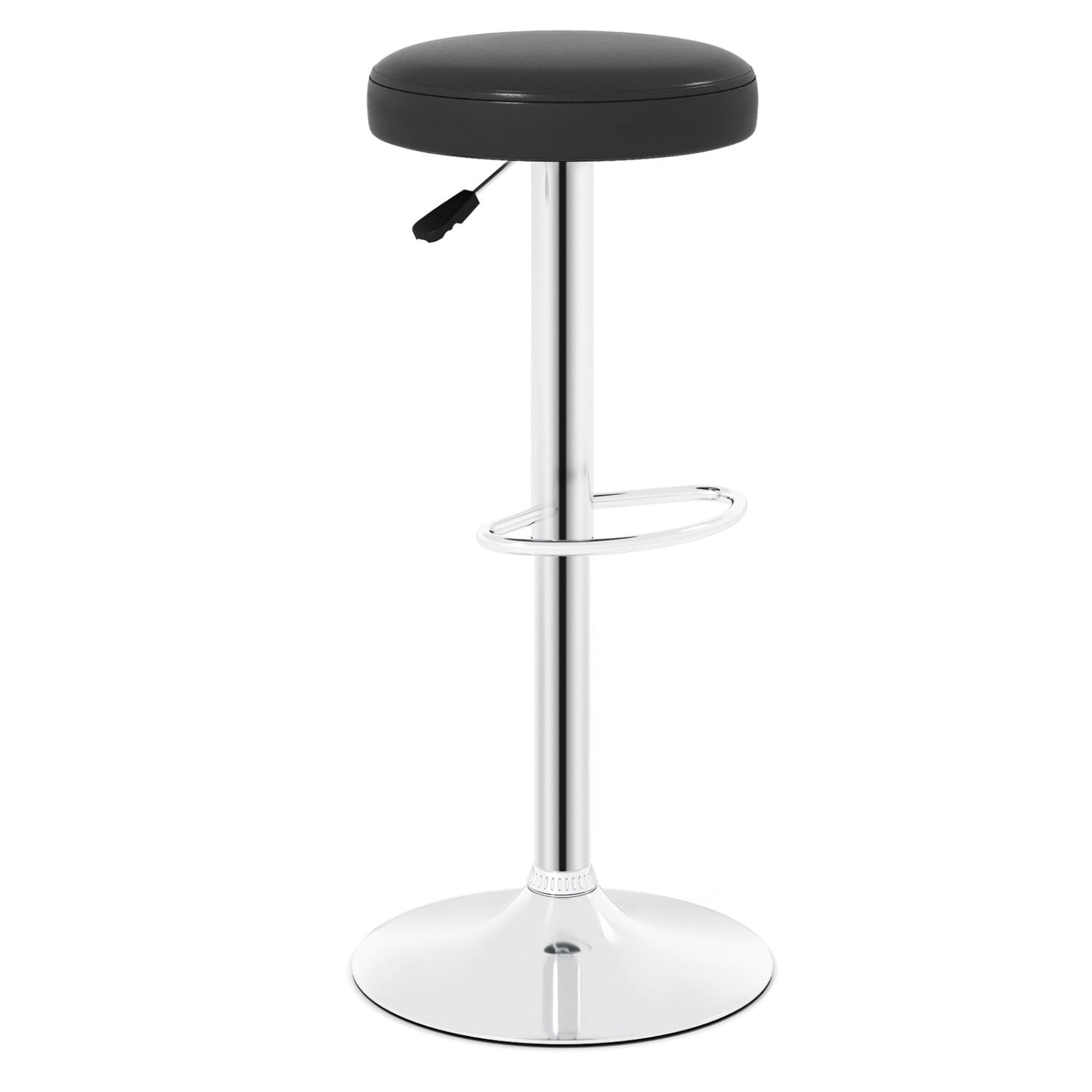 Height-Adjustable Bar Stool, 360° Swivel, Black