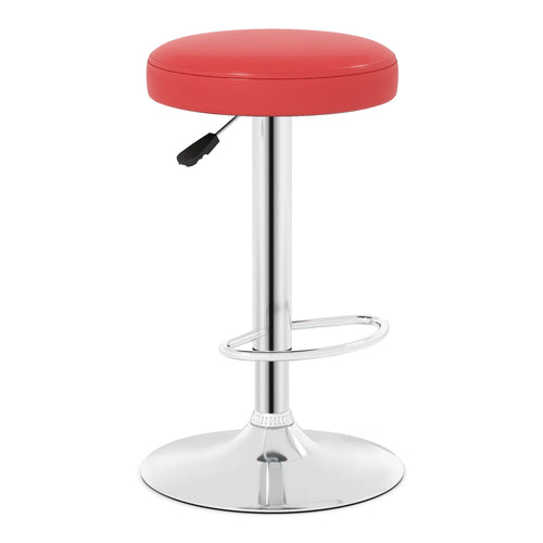Height-Adjustable Bar Stool, Swivel, Red
