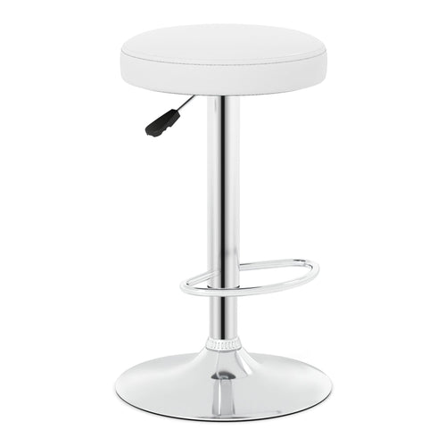 Height-Adjustable Bar Stool, 360° Swivel, White