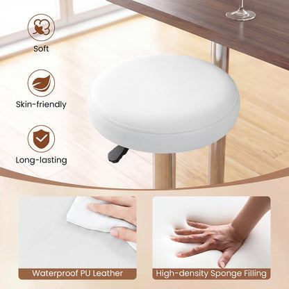 Height-Adjustable Bar Stool, 360° Swivel, White