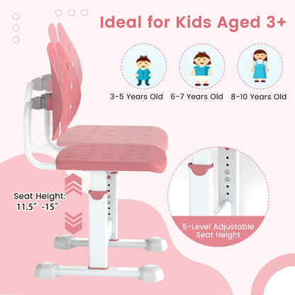 Height-adjustable Kid's Study Chair with Double Back Support and Breathable Seat for 3+ Years Old, Pink Kids Chairs & Seating at Gallery Canada